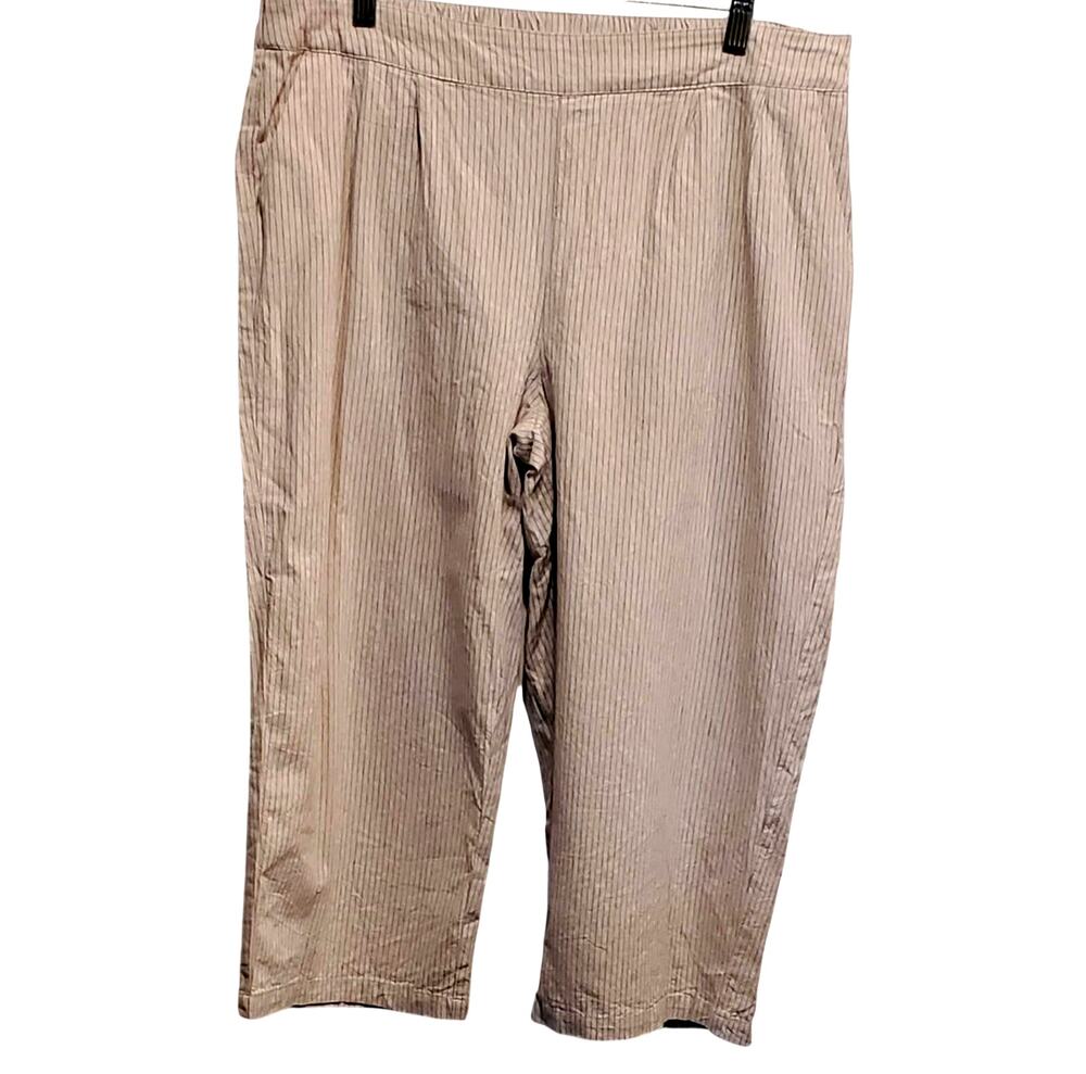 CHRISTOPHER & Banks Petite Pin Striped Linen Blend Wide Leg Pants Size Large L/P